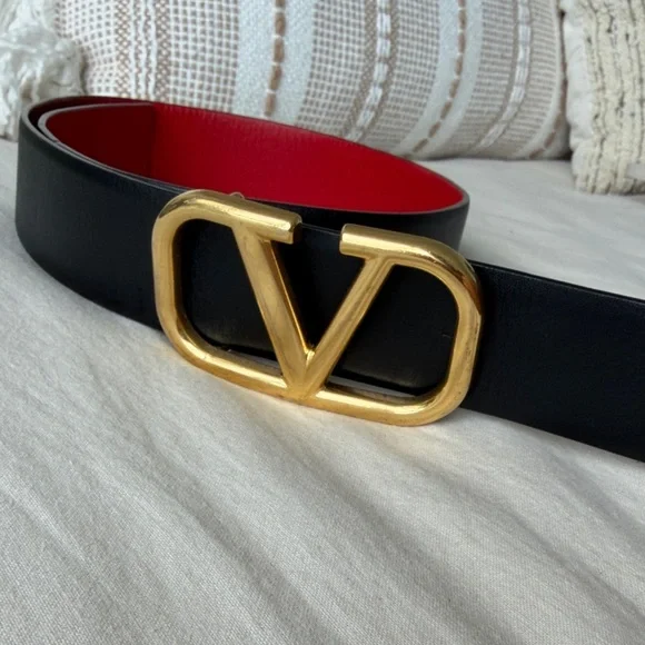 Valentino Reversible Vlogo Signature Belt In Glossy Calfskin 40 Mm - Picture 3 of 6